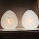Set of 2 vintage white glass table lamps, 80s
