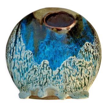 Vase en ceramique a decor abstrait signature a identifier