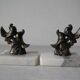 Old pair of bookends paperweight couple of birds marble spelter retro office decor