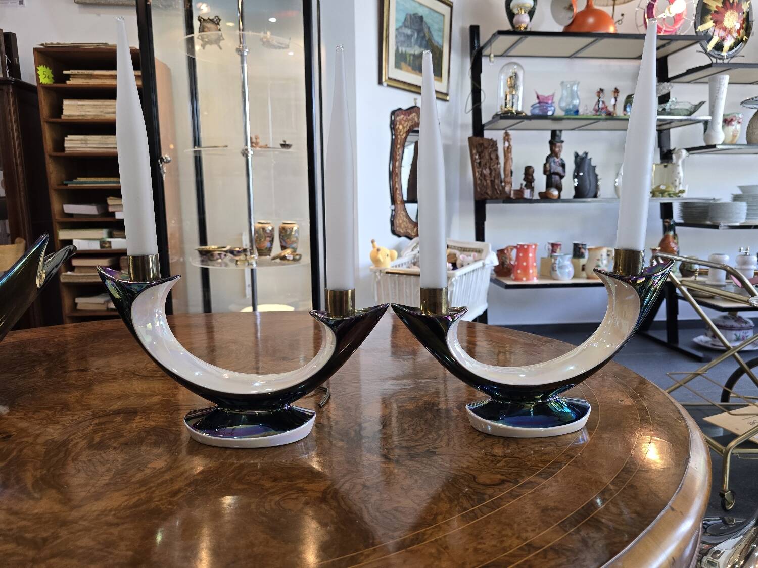 Pair of Verceram electric candlesticks – Space Age design – ceramic