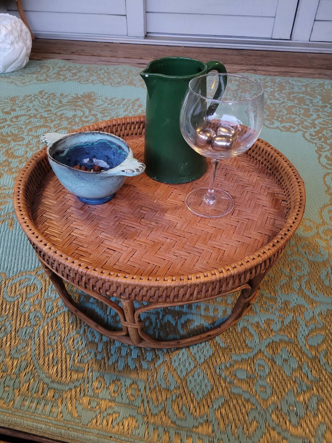 Vintage rattan tray