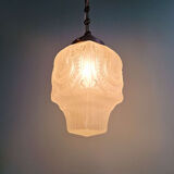 Art Deco suspension in frosted pressed moulded glass, 1920s-30s.