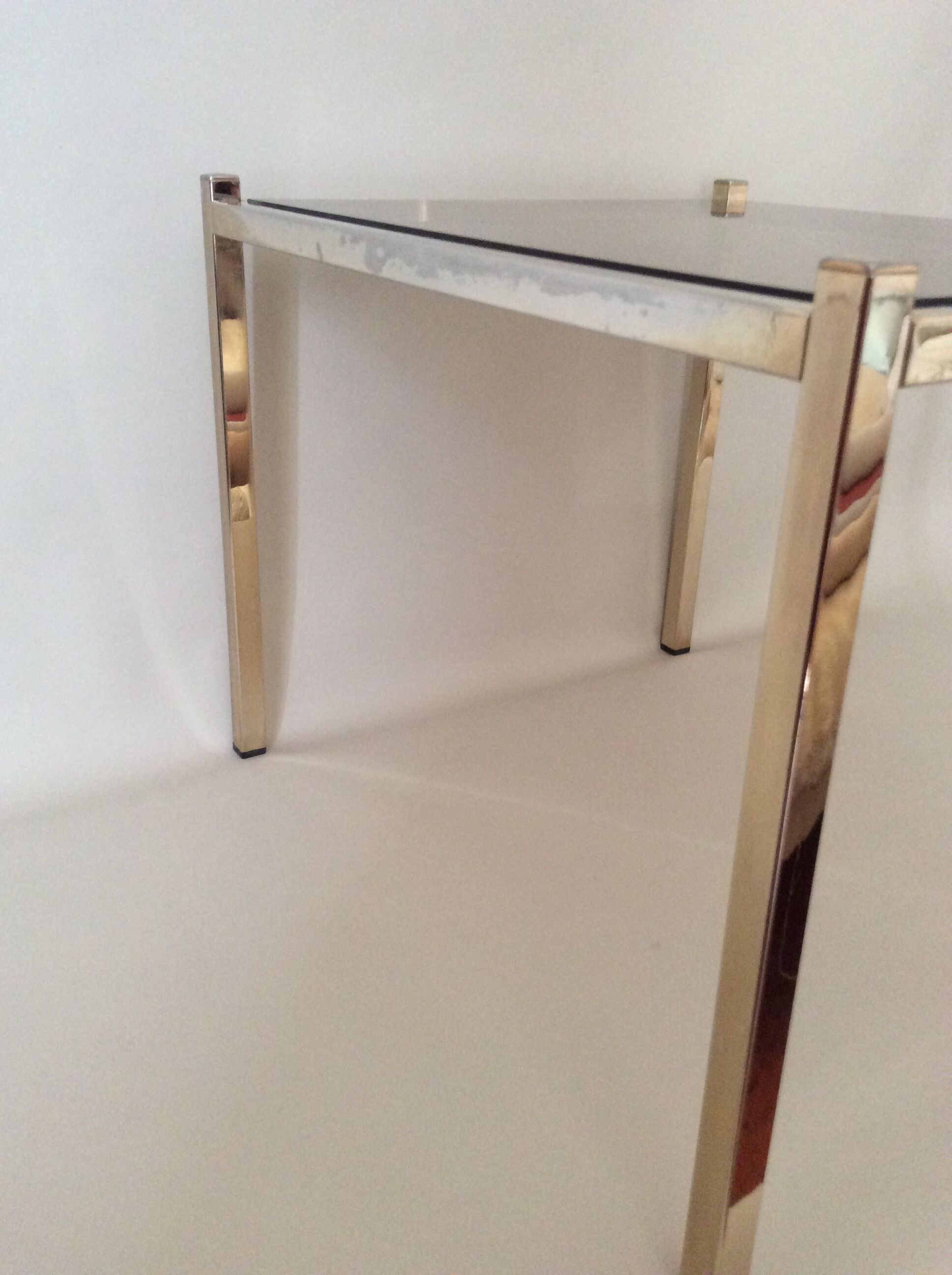 Glass-gold metal sofa tray smoked glass 70/80s