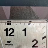 Vintage square silent wall clock "Vedette silver gray"