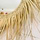 Round straw mirror with fringe, 80cm