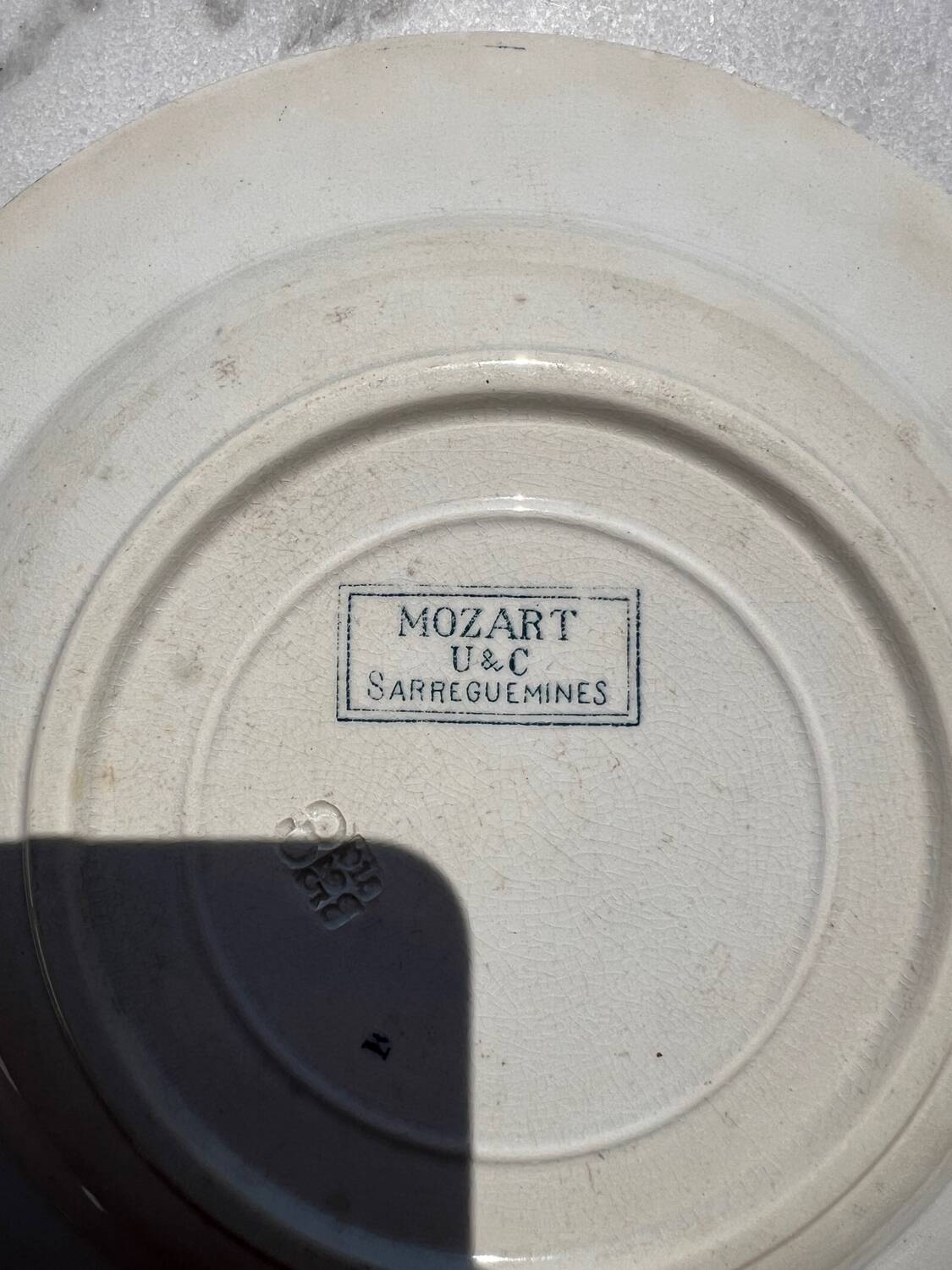 Vintage earthenware soup plate Sarreguemines iron earth Mozart