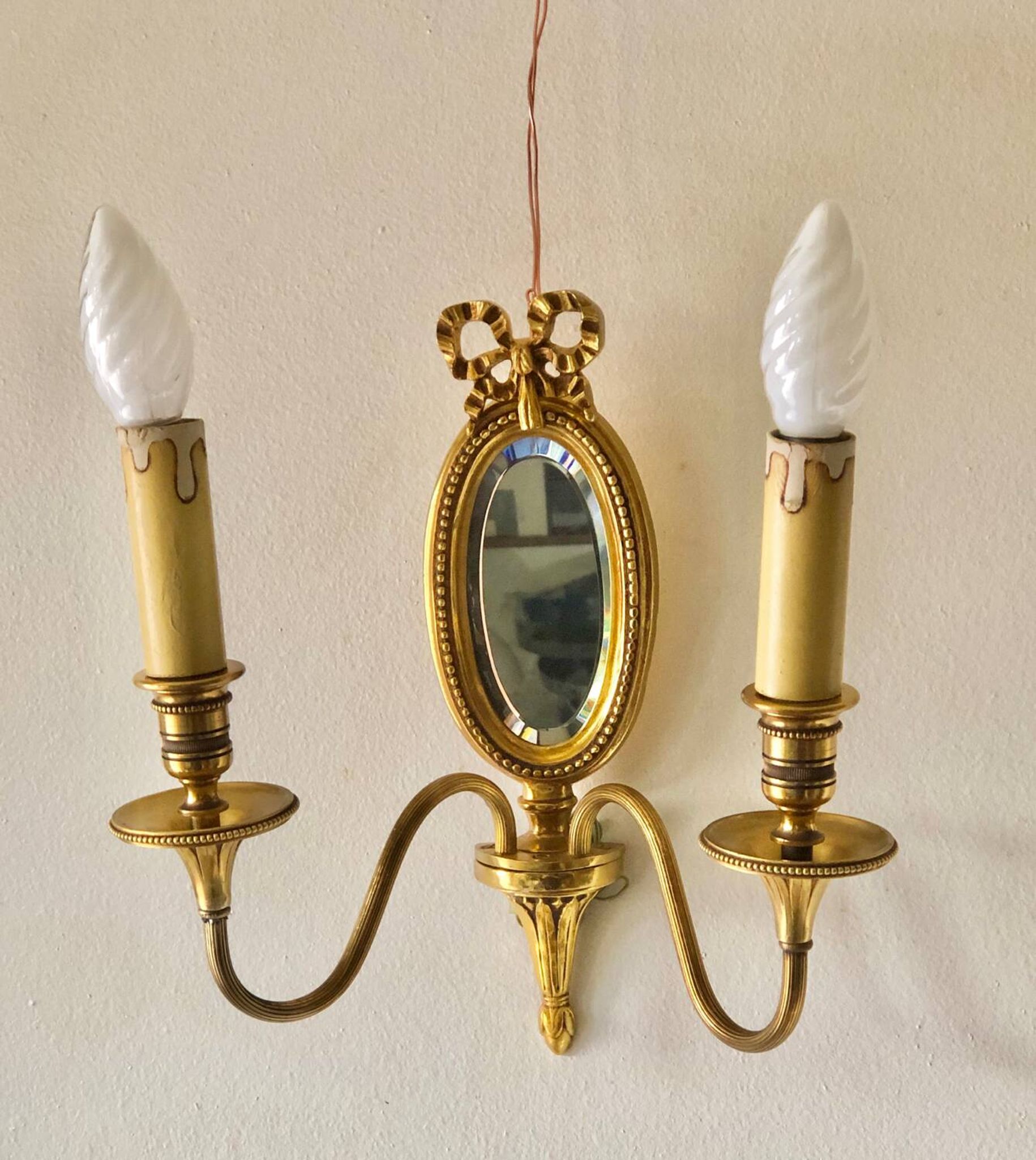Louis XVI Wall Lamp Lucien Gau Mirror
