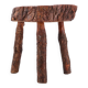 Wooden tripod stool with bark, 1950s