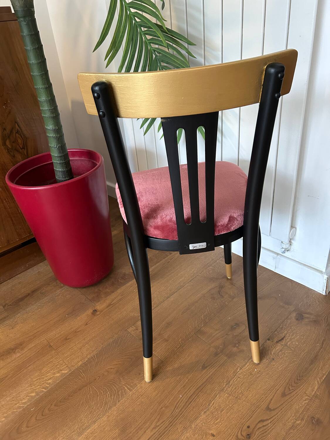 Redesigned powder pink bistro chair