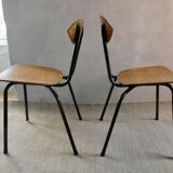 Pair of wooden and metal chairs, 1960s