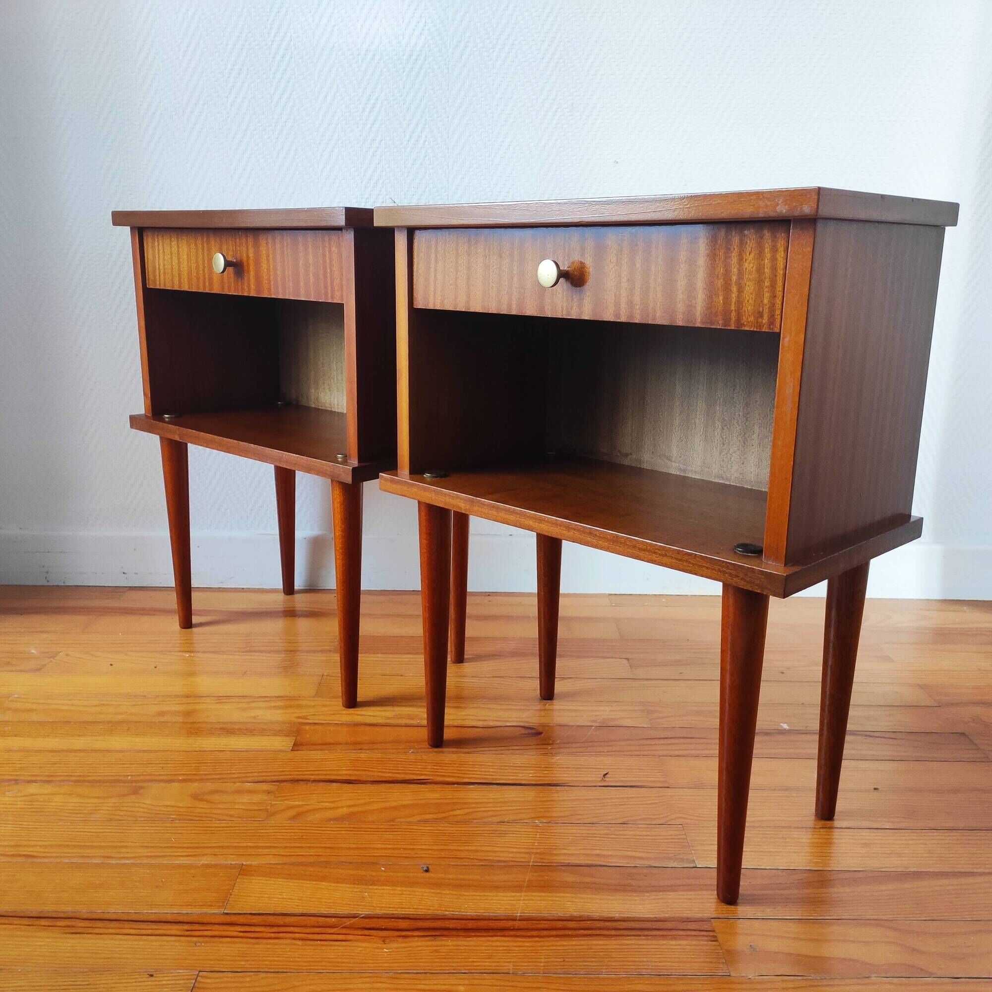 Paire de tables de chevet vintage 1960 inspiration scandinave