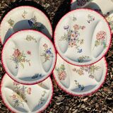 Set of 6 compartmentalized plates Longwy hand painted