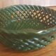 Vintage pocket empty cup in green braided ceramic basket style