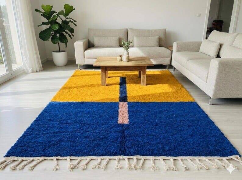 Natural wool handwoven carpet 150/250 cm