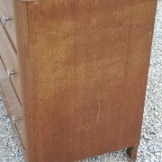Commode vintage en chêne pieds compas 3 tiroirs des années 50