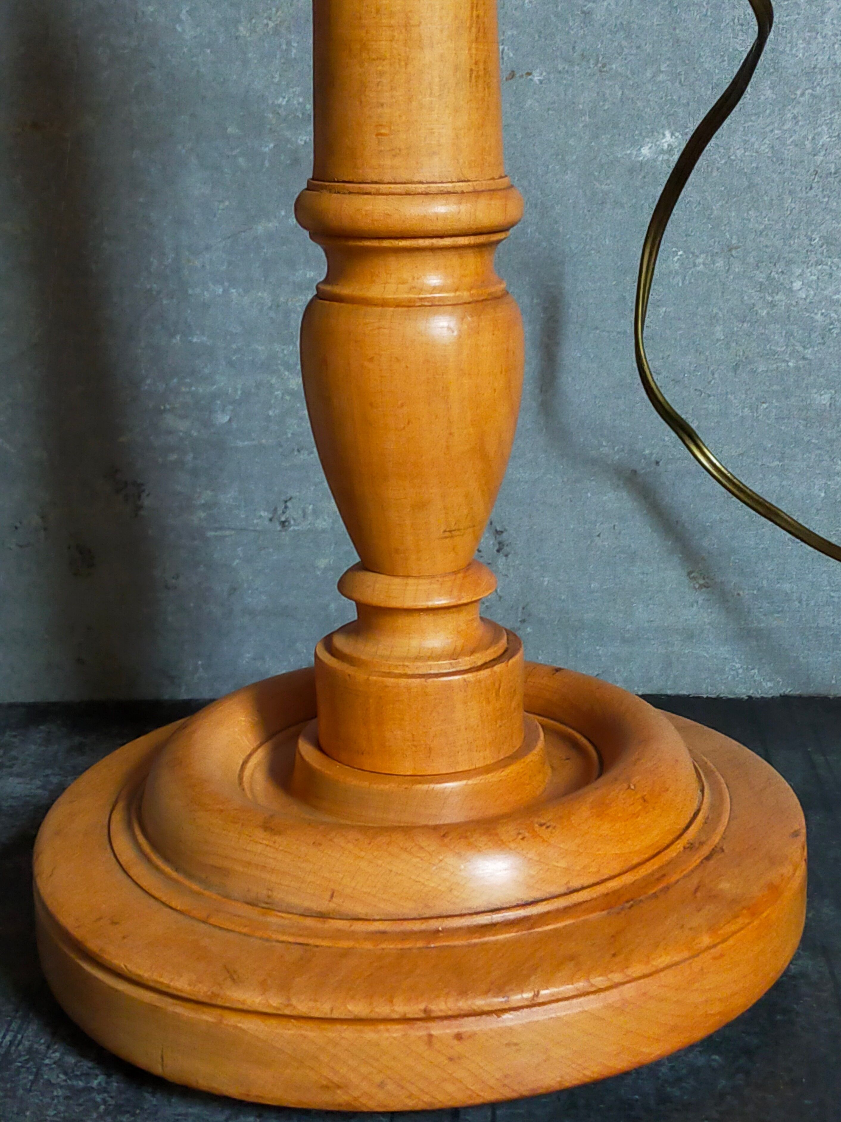 Old solid turned wooden lamp base