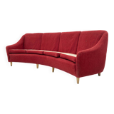 Mid-Century Modern Italian Velvet four Seater Curved Sofa, 1950s