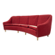 Mid-Century Modern Italian Velvet four Seater Curved Sofa, 1950s