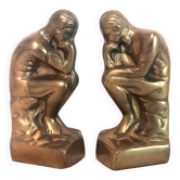 Pair of brass "thinker" bookends