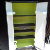 Polished varnished steel kitchen cabinet, circa 1950