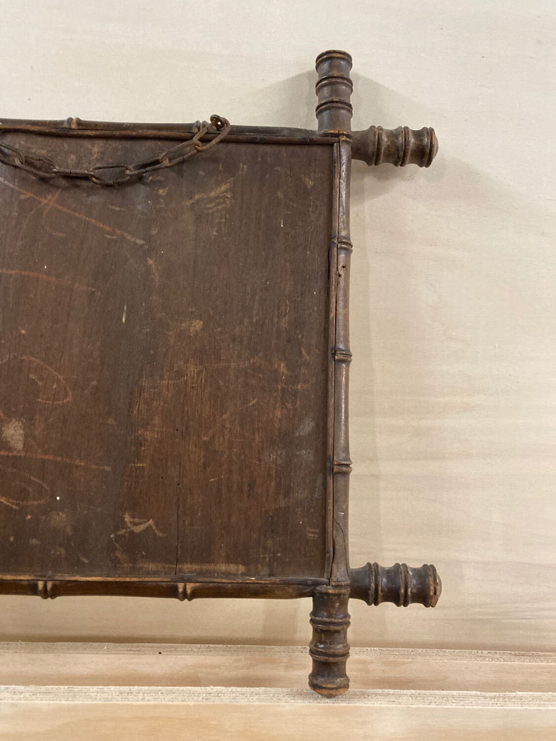 Mirror 45x51cm rectangular wood imitation bamboo 1960
