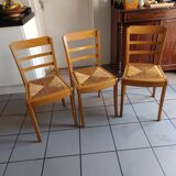 3 Monobloc straw bistro chairs from the 60s/70s