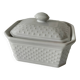 Small white porcelain terrine Geneviève Lethu – graphic relief