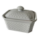 Small white porcelain terrine Geneviève Lethu – graphic relief