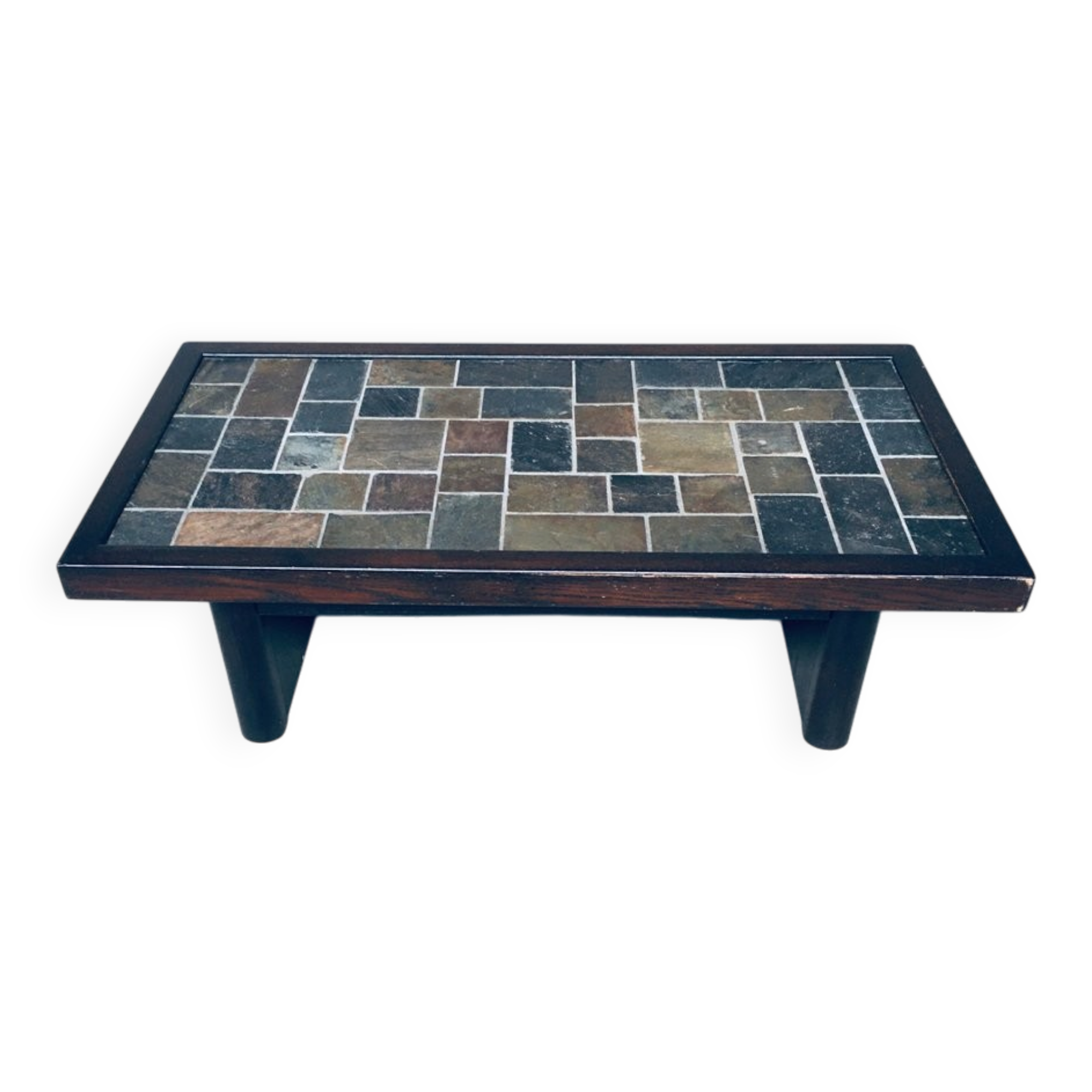 Brutalist Style Slate Tile Inlay Coffee Table, Belgium, 1970s