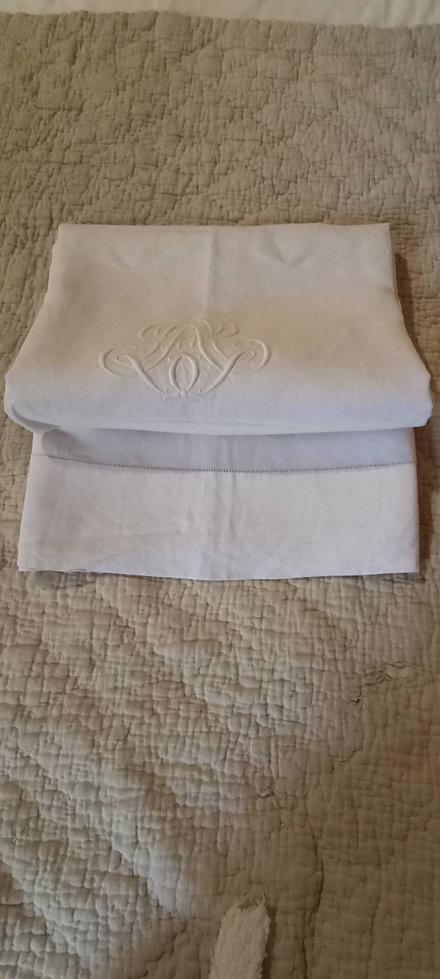 Antique monogrammed fabric