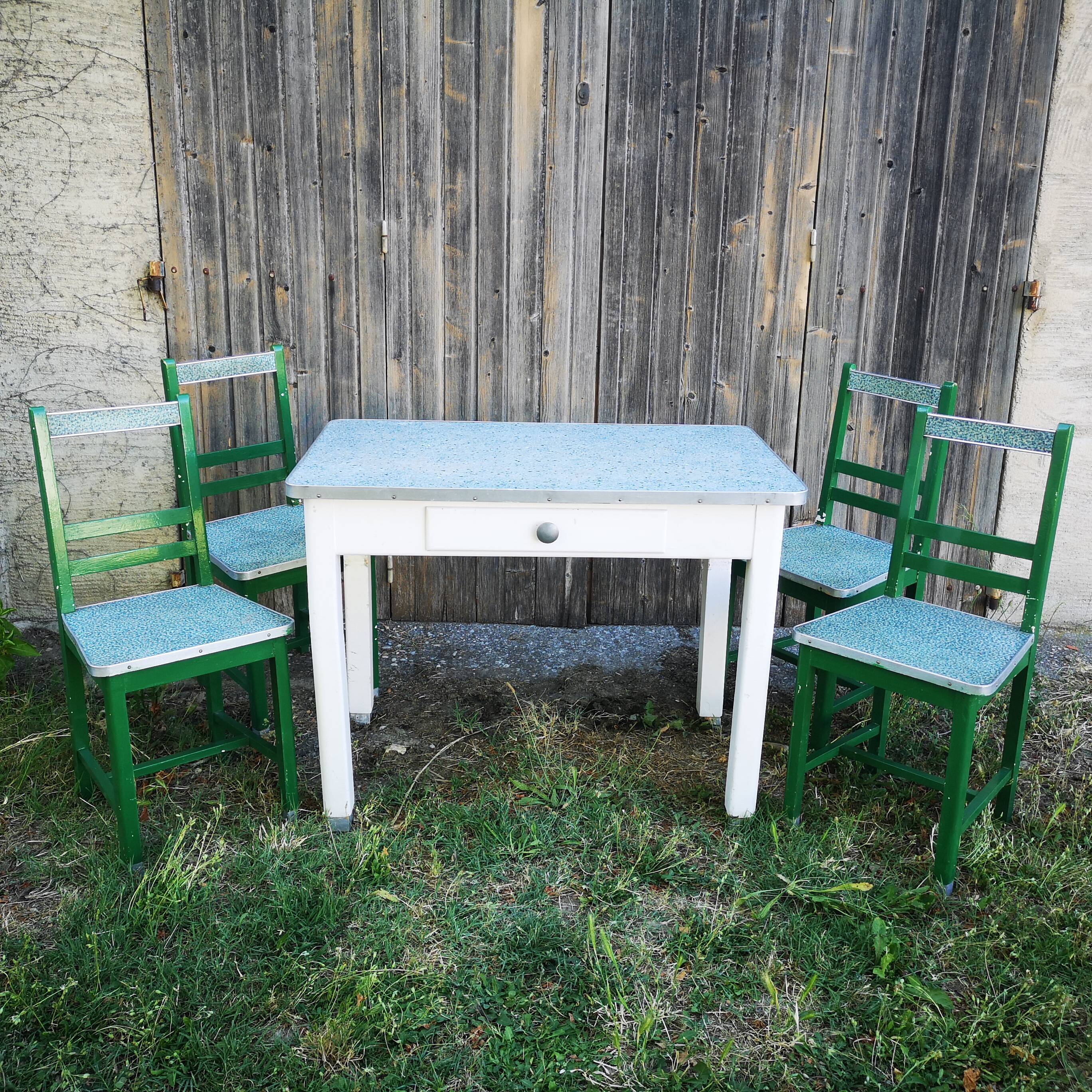 Kitchen table with 4 vintage chairs, 1950s