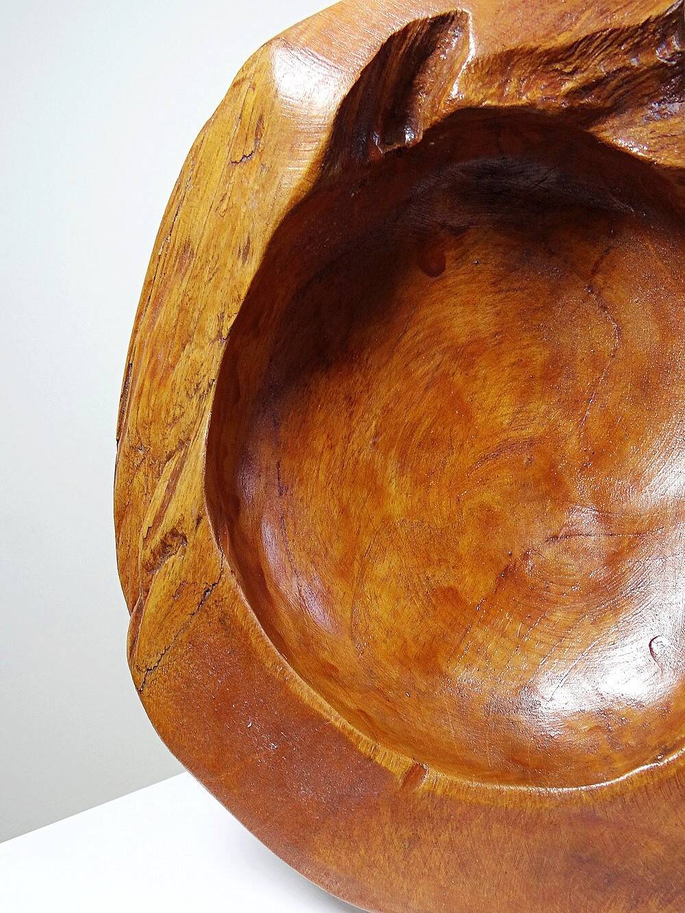 Large vintage nut bowl or empty pocket in teak wood, Italy, 1960s-70s