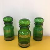 Trio of vintage apothecary style pots