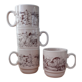 4 cups/mugs brown/beige - KilnCraft Stl England Deco hunting - vintage