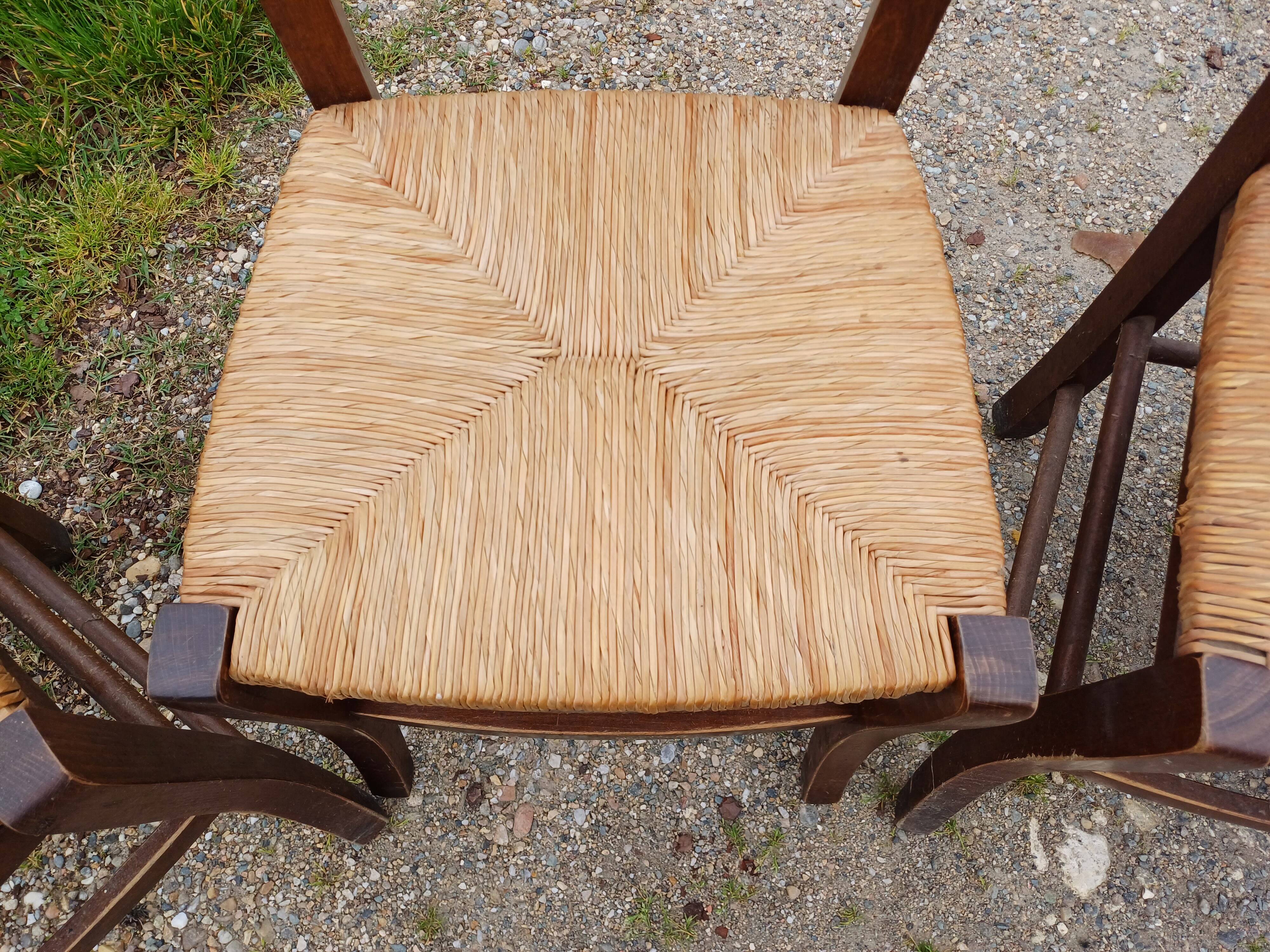 4 Old Straw Chairs