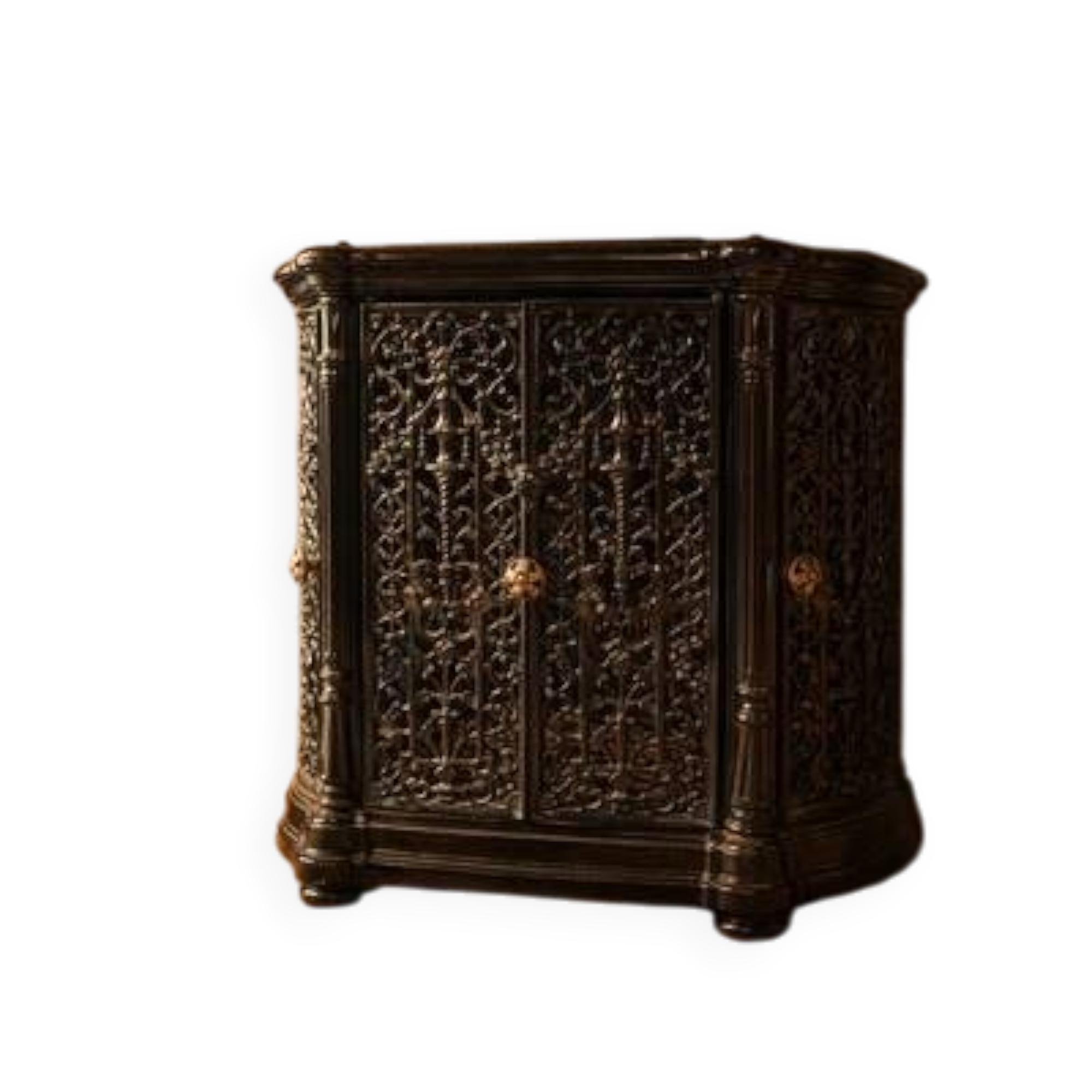 Insert de cheminée antique en fonte orné finition noire