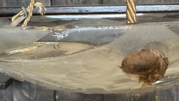 Suspension vasque verre presse art déco signée Degue