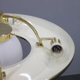 Art Deco brass chandelier with white glass, Czechoslovakia 1930s