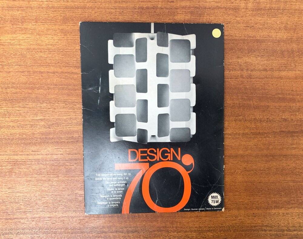 Yellow folding pendant lamp from the mid-century space age by Gunner Jensen, 1970s.