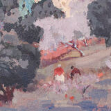 Paysage de fleurs d’amandier