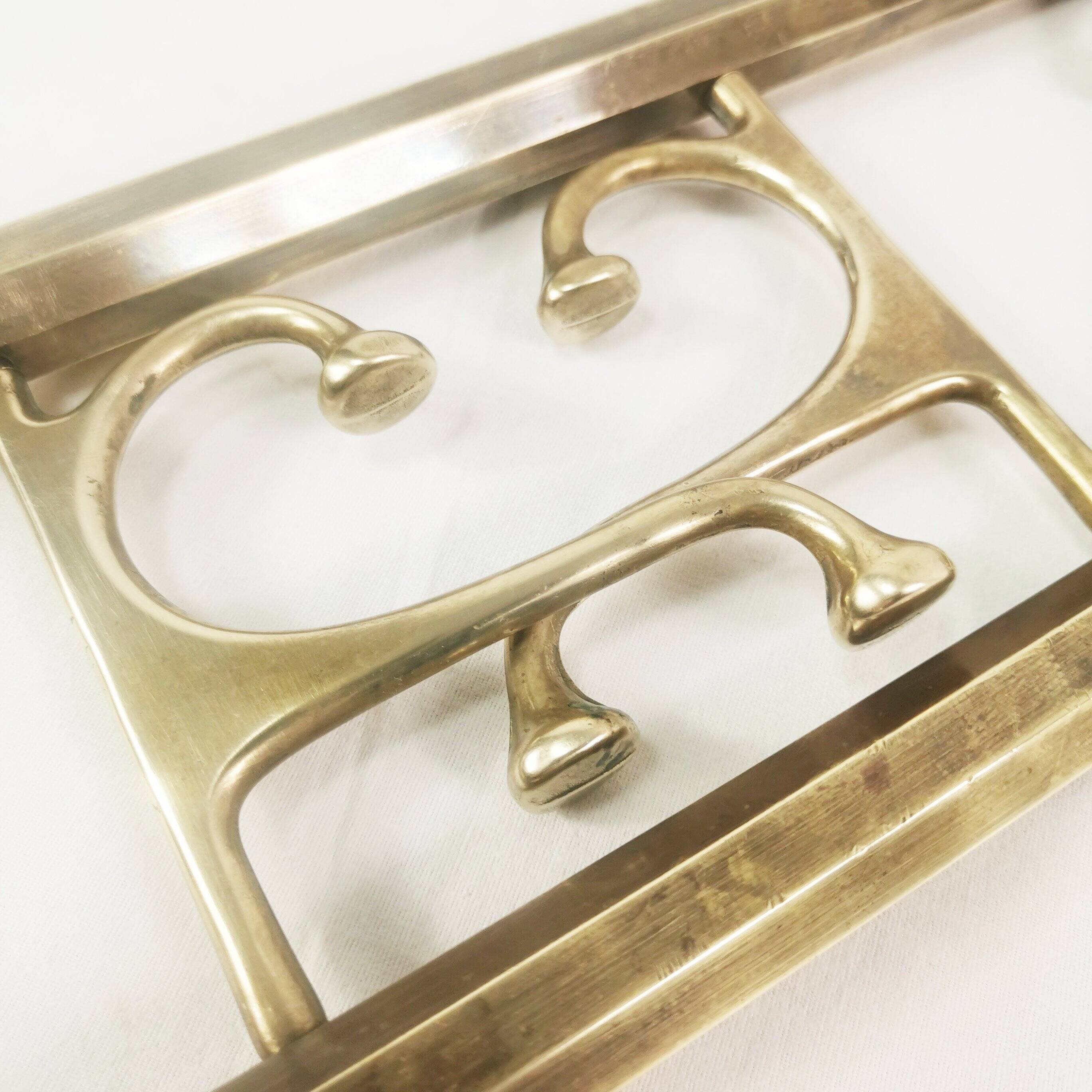 Art Deco brass wall hanger, Austria, 1940s.