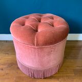 Pink velvet ottoman
