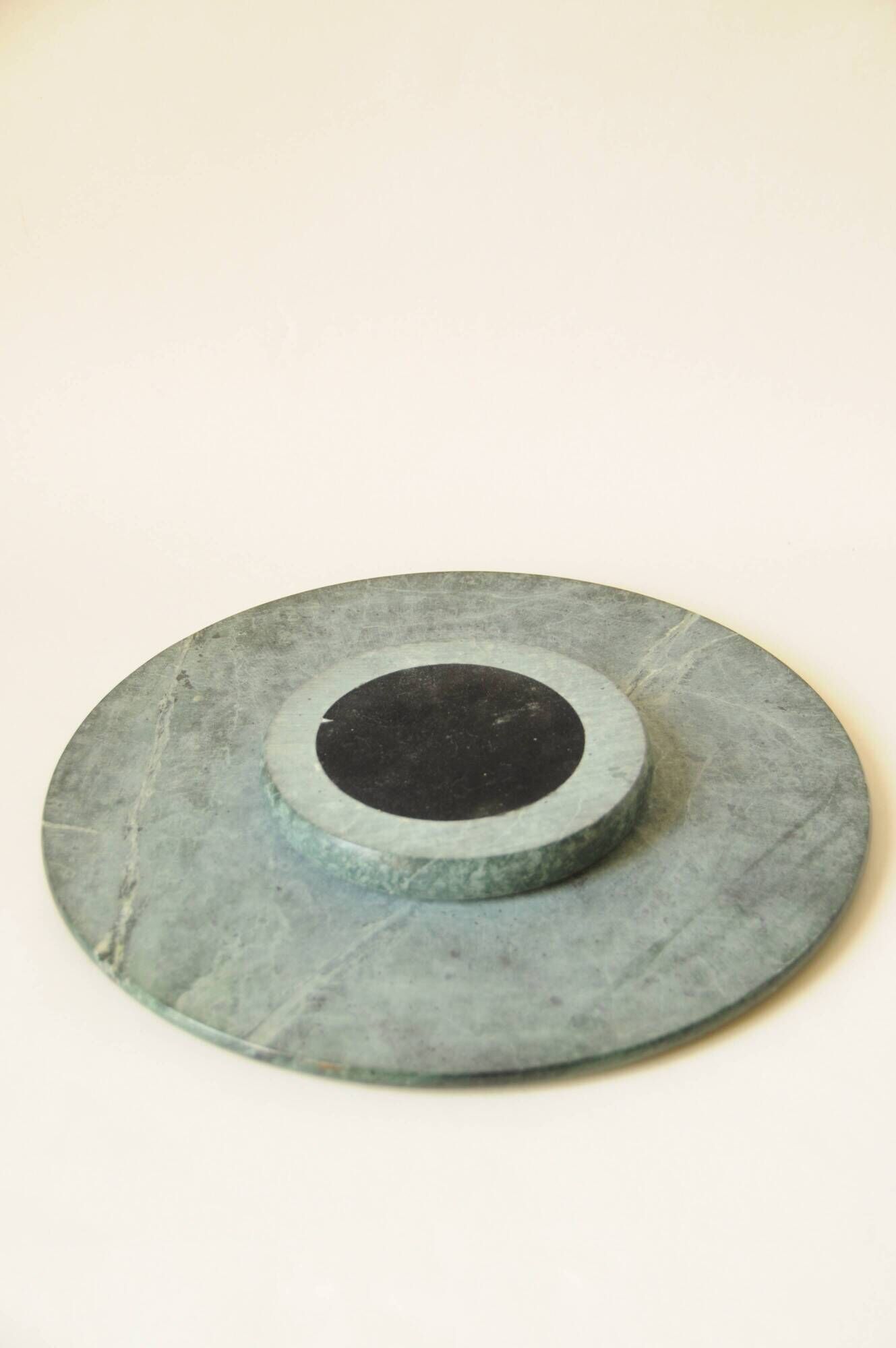 Plateau rond tournant en marbre vert – centre de table en pierre naturelle