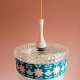 Vintage 1970s plexiglass and flower pendant light