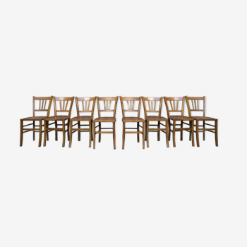 Série de 8 chaises en bois bistrot brasserie Lutherma