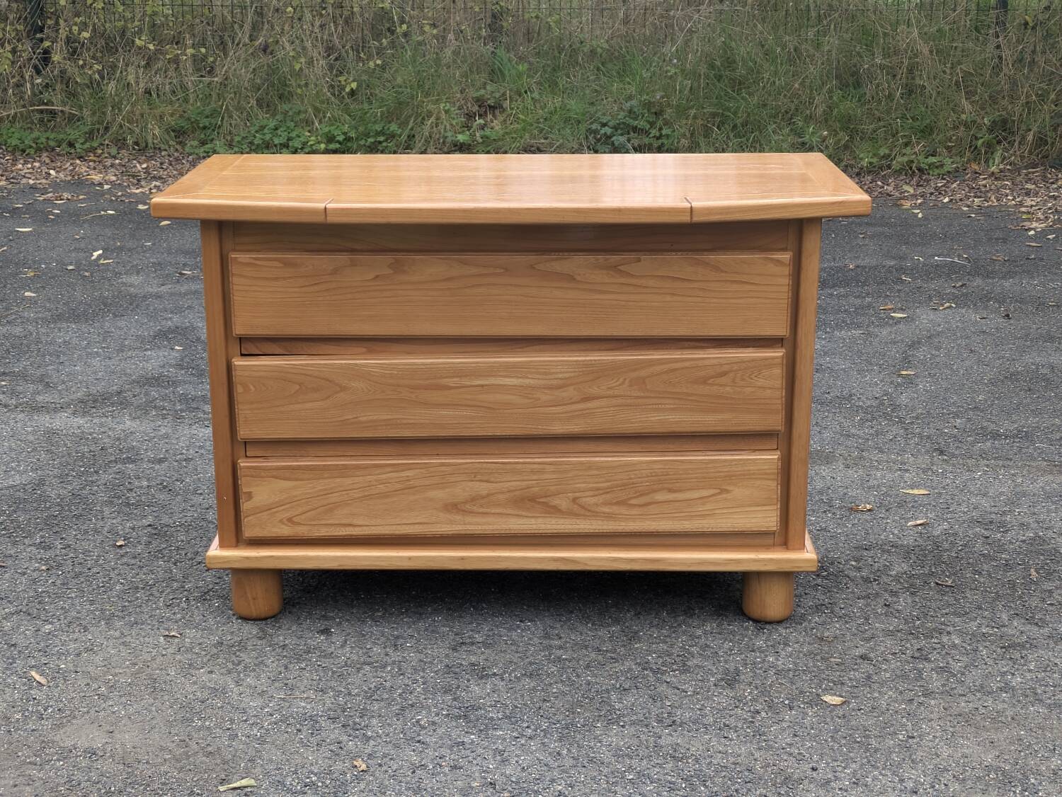 Brutalist chest of drawers in vintage elm 1980