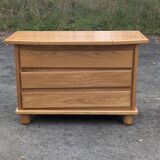Brutalist chest of drawers in vintage elm 1980