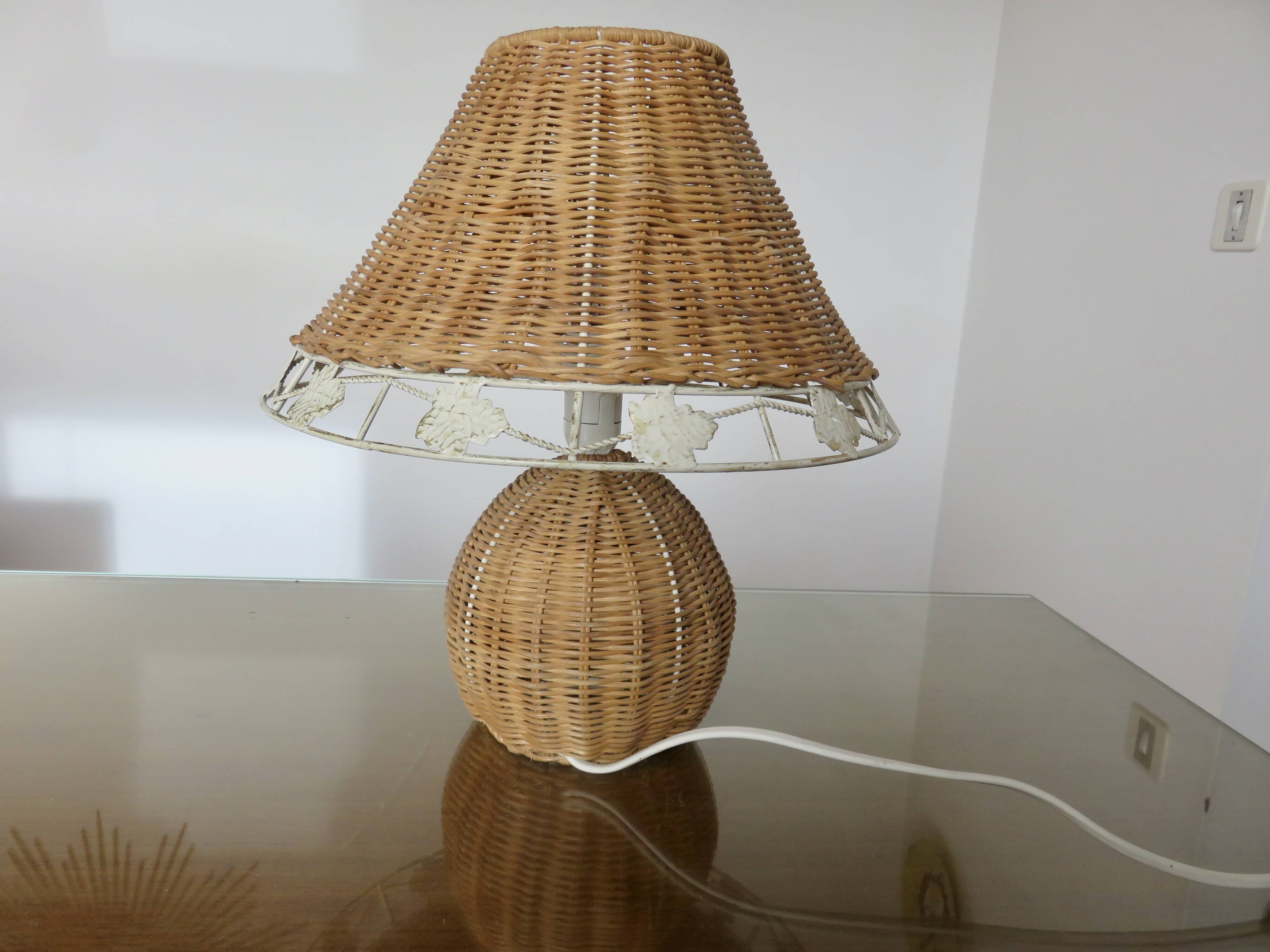 Pair of rattan lamps, 1980s