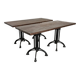 Pair of 4-seater rectangular bistro tables with black steel base
