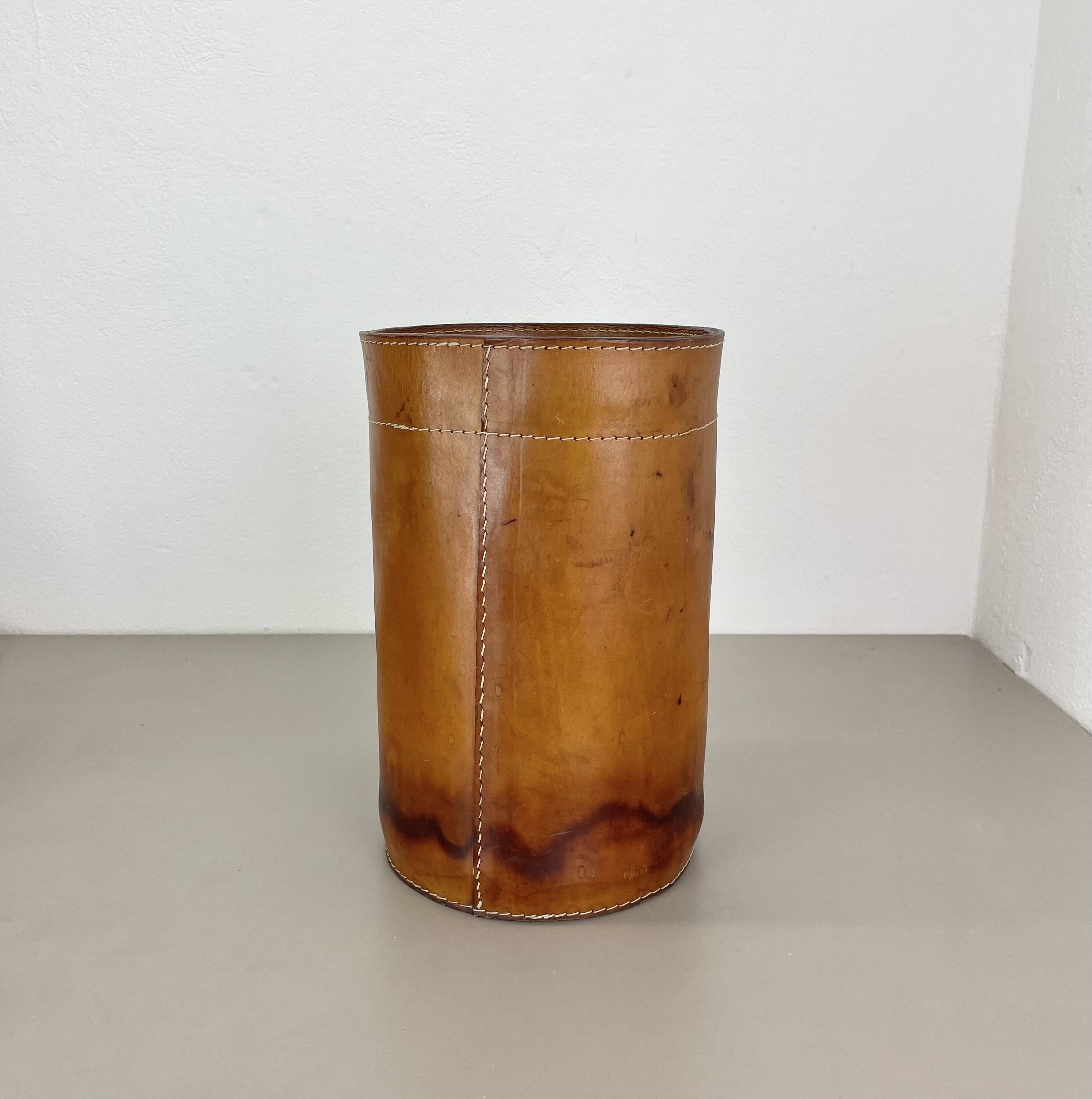 lovely real leather paper bin basket by Torben Ørskov & Co Denmark, 1960s